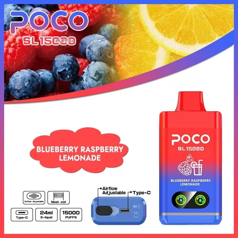 Poco SL 15000 Puffs | adjustable airflow, 0%-5% strength, bulk disposable vape