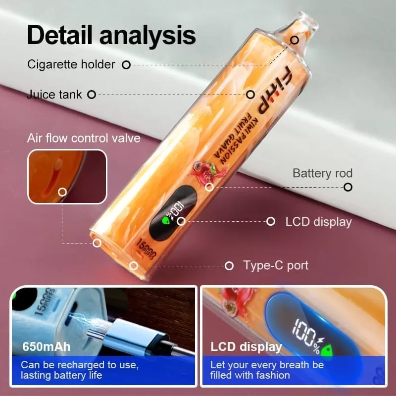 FIHP Shisha Hookah 15000 Puffs | 0.6% strength, bulk disposable vape - Image 3
