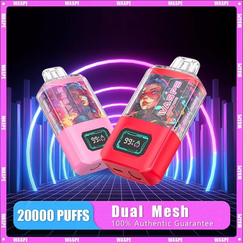 Waspe 20000 Puffs | 0%-5% strength, 24mL, dual mesh, LCD display, bulk disposable vape