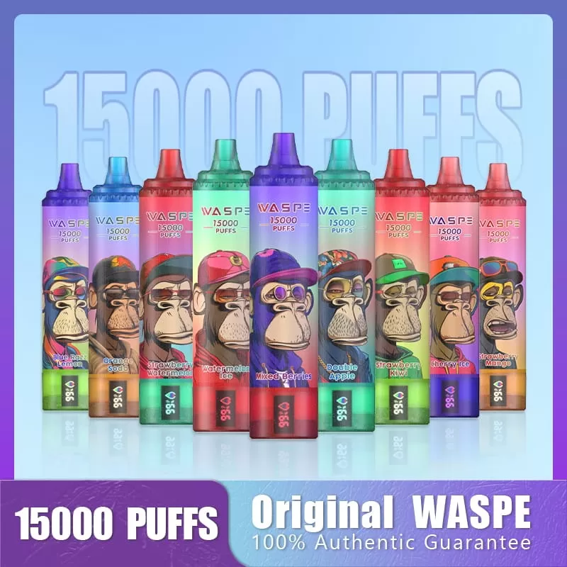 Waspe 15000 Puffs | 0%-5% strength, 22mL, LCD display, bulk disposable vape