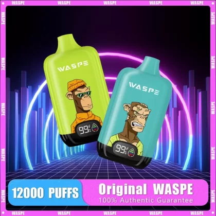 WASPE 12000 Puffs | 0%-5% strength, 20mL, 650mAh, LCD display, bulk disposable vape