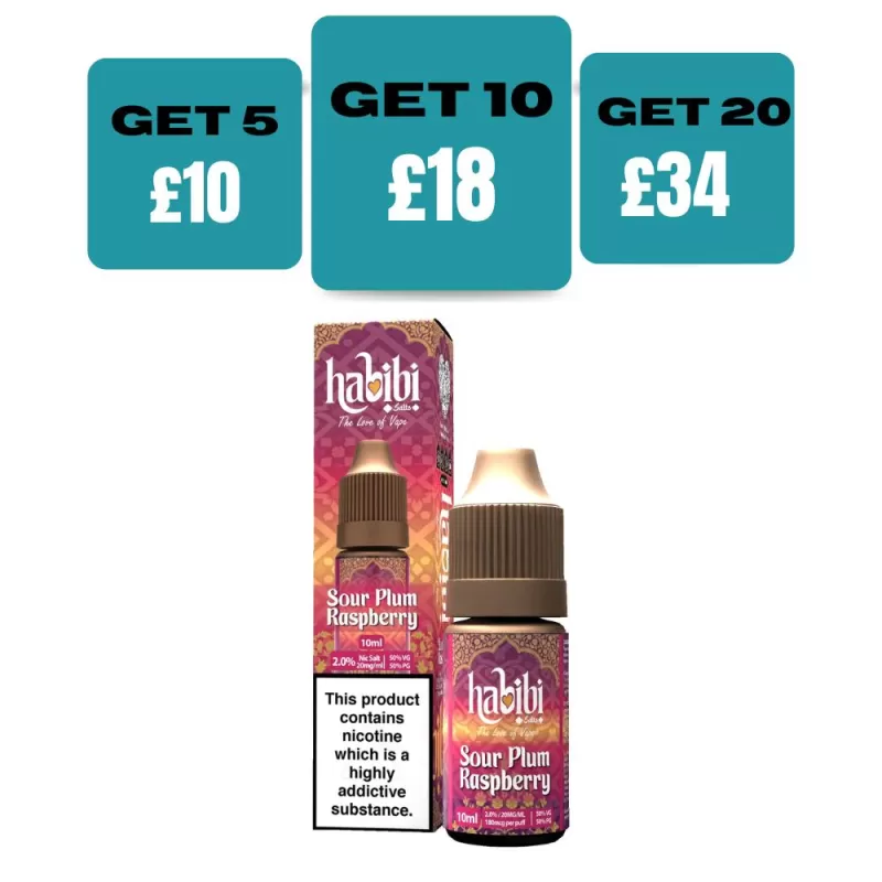 Habibi Nic Salt 10ML E-Liquid - Sour Plum Raspberry / 10mg