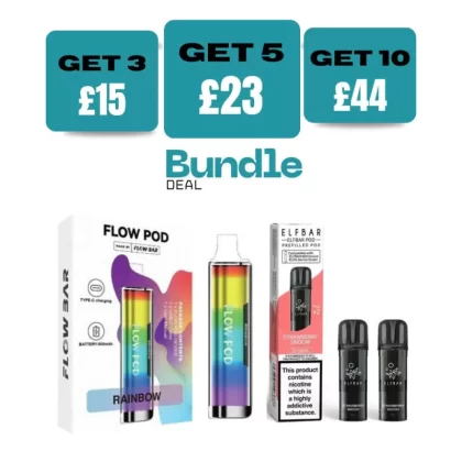 Flow Pod CP600 Pod Kit + Elf Bar 600 Prefilled Pods (Bundle) - Sky Blue / Peach Ice