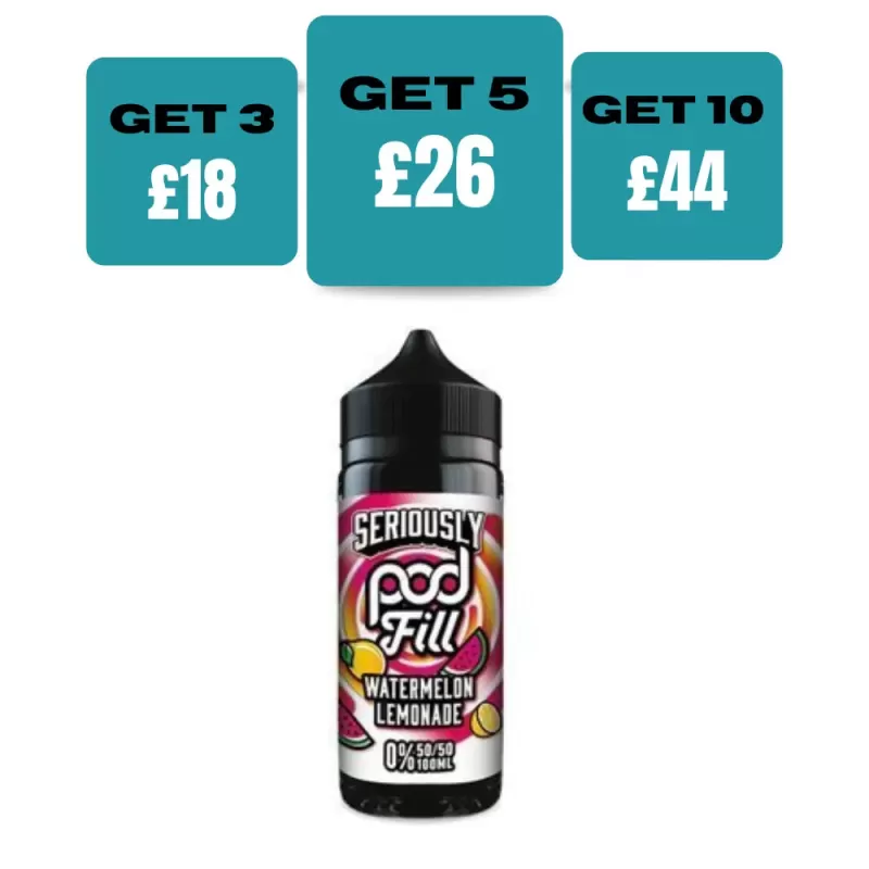 Seriously Pod Fill 100ml E-liquids - Watermelon Lemonade / No