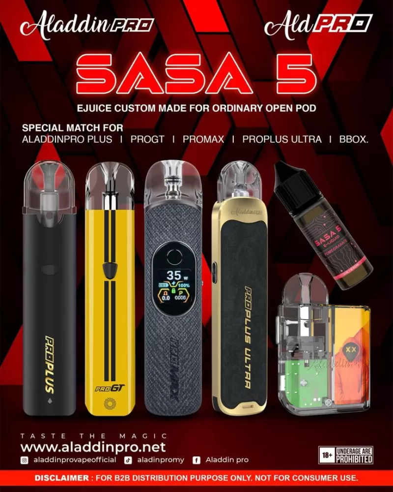 Sasa 5 E-Liquid15ml 20mg By Aladdin Pro (Medium Sweet) Akta 852 Registered Genuine Stock Buy Now - Image 3