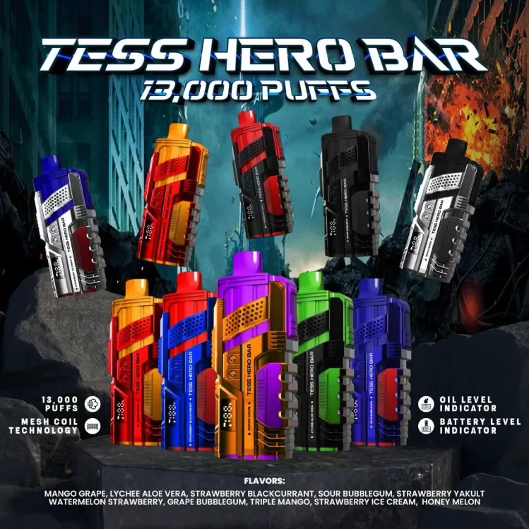 Tess Hero Bar 13K Puff Disposable Vape (BUY 10 FREE 2) - Image 2