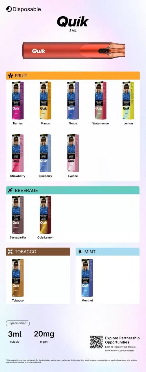 Quik Disposable 3ml by Kardinal Akta 852 Registered Genuine Stock Buy Now - Image 3