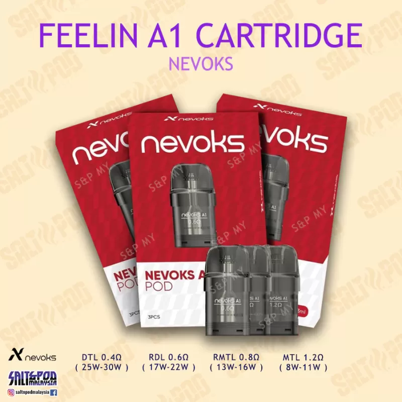 Nevoks A1 Pod 3ml Cartridge (3 Pcs Pack) – 0.4Ω / 0.6Ω / 0.8Ω / 1.2Ω Genuine Stock Buy Now - Image 2