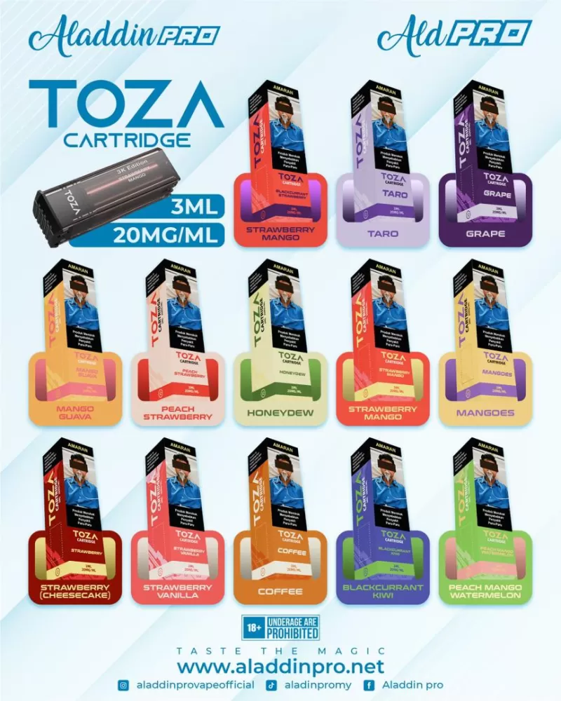 Aladdin Pro Toza 3ml Pre-Filled Cartridge 20mg Akta 852 Registered Genuine Stock Buy Now - Image 2