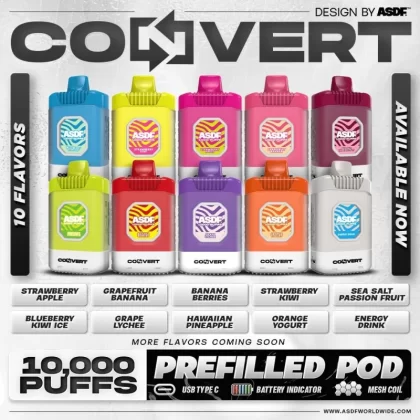 CONVERT 10000 PUFFS PREFILLED POD BY ASDF Genuine Stock Buy Now