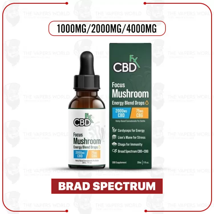 CBDFx Focus Blend Mushroom Tincture – CBG + CBD – 2000MG