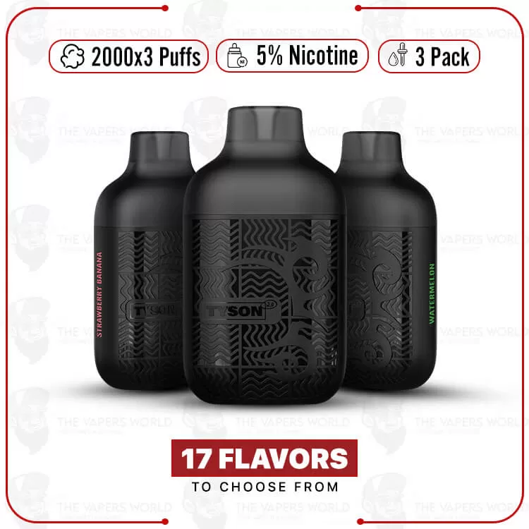 Tyson 2.0 Lightweight Disposable 2000×3 Puffs – 3pk