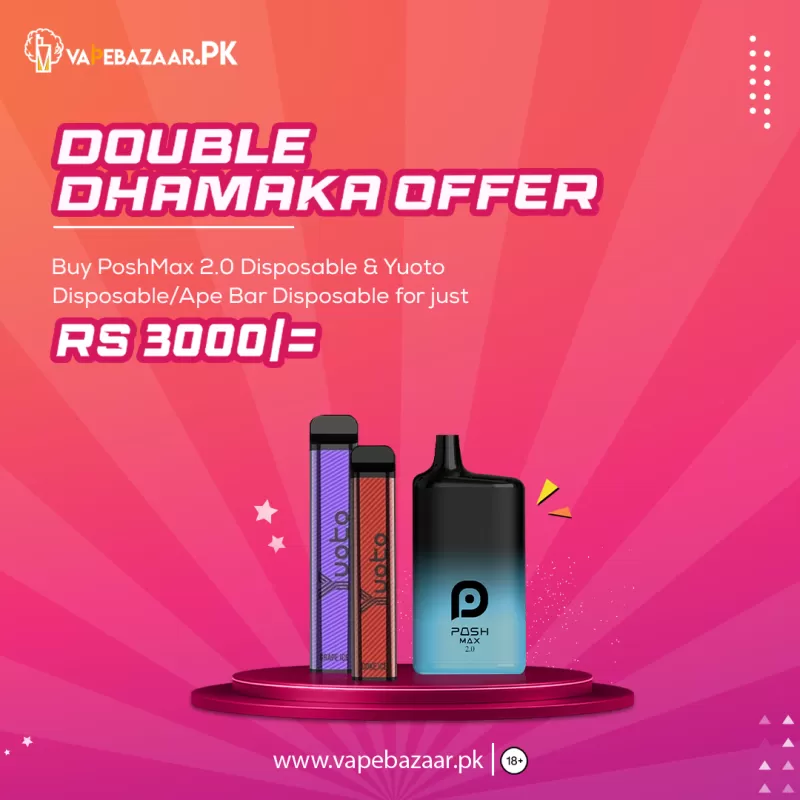 Bundle # 3 🔥 Limited Double Dhamaka Offer 🔥 | Posh Max 2.0 Disposable & Yuoto Disposable/Ape Stick Disposable for PKR 3,000!