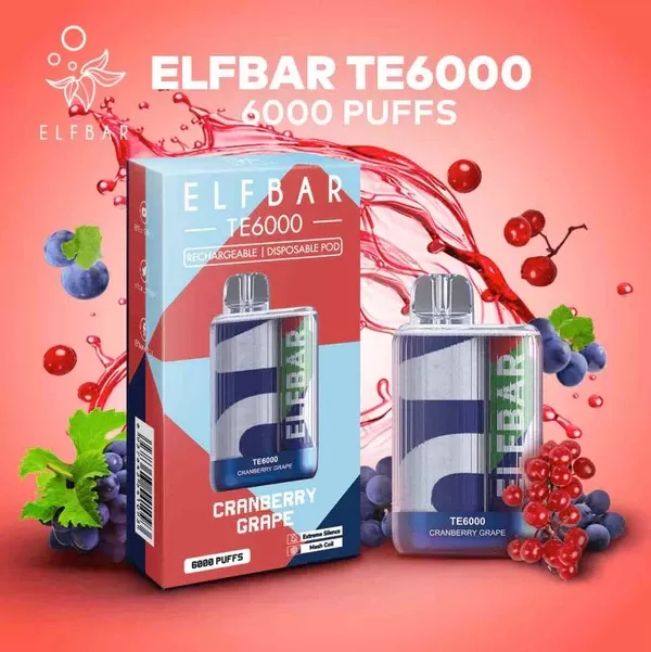 ELF BAR TE 6000 PUFFS DISPOSABLE VAPE – CRANBERRY GRAPE – 5% NIC