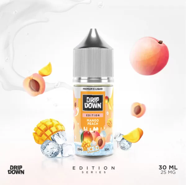 DRIP DOWN EDITION NIC SALT – MANGO PEACH ICE – 30ML (25MG-50MG) - Image 2