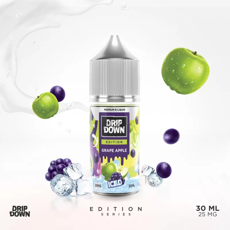 DRIP DOWN EDITION NIC SALT – GRAPE APPLE ICE – 30ML (25MG-50MG) - Image 2