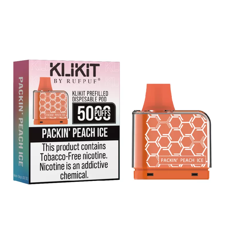 KLIKIT Packin’ Peach Ice Disposable Vape 50mg – 5000Puffs – Non Refillable Pod