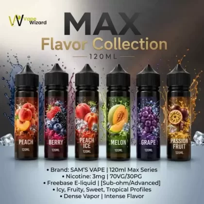 SAMS Vape Max 120ml 3mg Freebase E-Liquid in the UAE