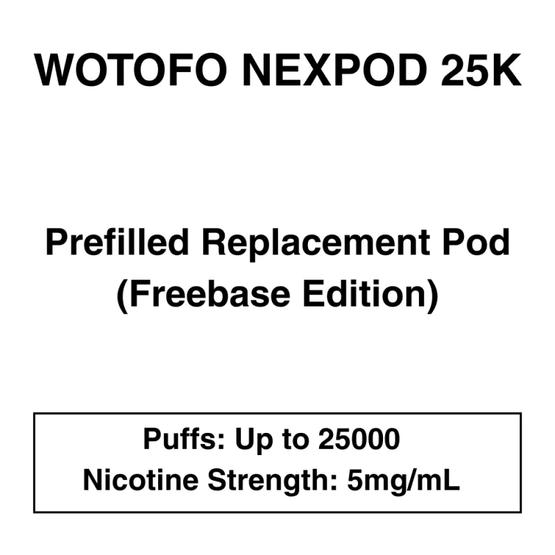 Wotofo – Vapure Nexpod 25K – Prefilled Replacement Pod – 5mg/mL Nicotine (Freebase Version)