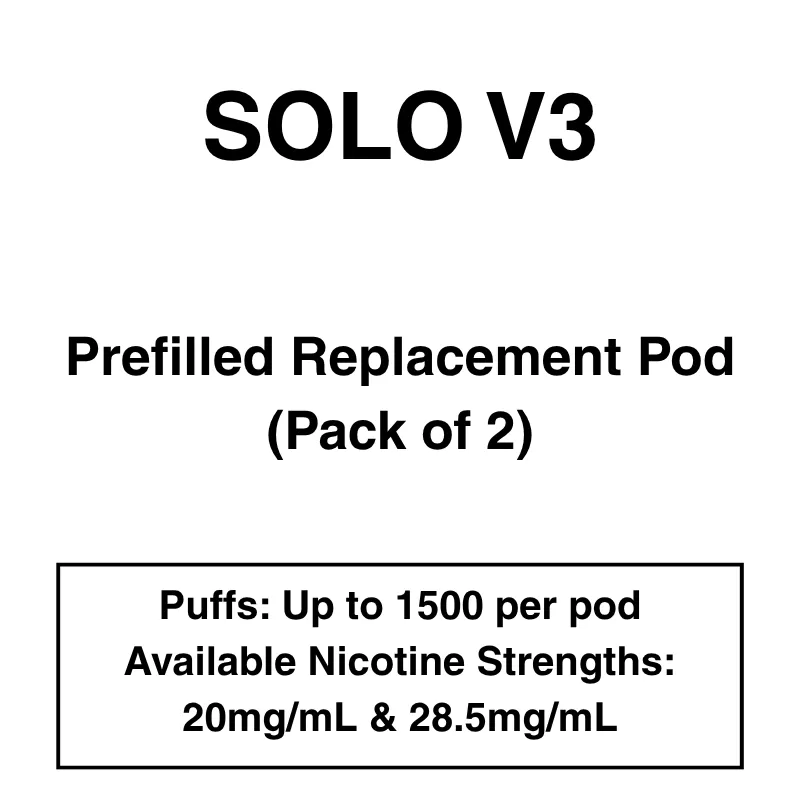 Solo V3 – Prefilled Replacement Pod – Pack of 2