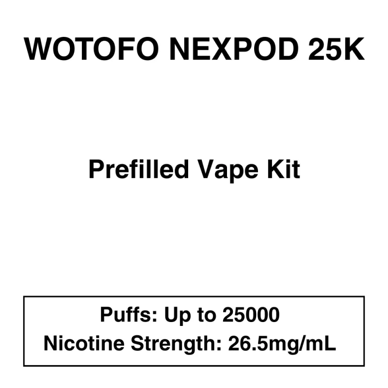 Wotofo – Nexpod 25K – Prefilled Kit – 25000 Puffs – 26.5mg/mL Nicotine