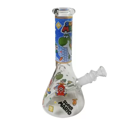 Waterpipe – Clear Glass with Super Mario Print – H25cm