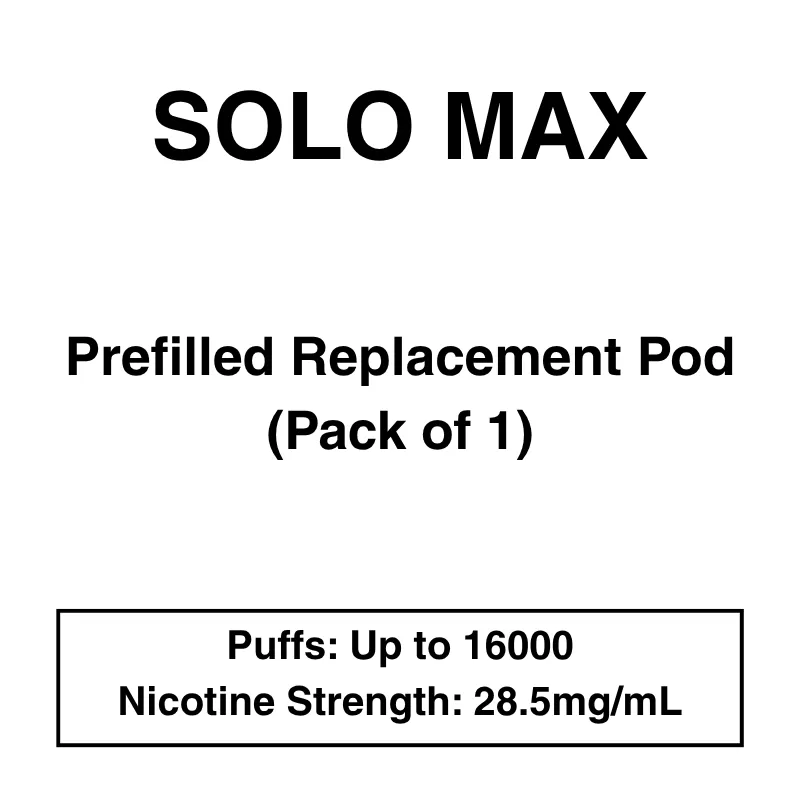 Solo Max – Replacement Pod – 28.5mg/ml Nicotine – 16000 Puffs