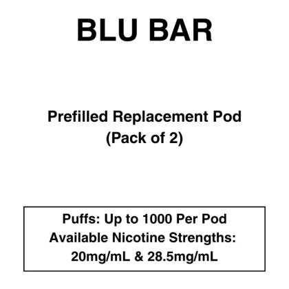 blu Bar – Prefilled Replacement Pods – Pack of 2