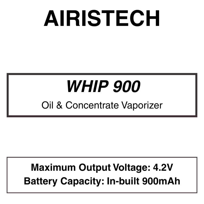 Airistech – Whip 900 – 510 Cartridge Tank Concentrate Vaporiser – 900mAh – Dual Charging Port