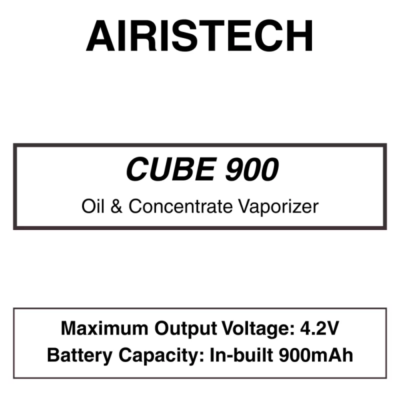Airistech – Cube 900 – 510 Cartridge Tank Concentrate Vaporiser – 900mAh – Dual Charging Port