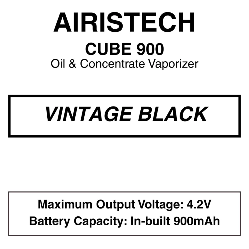 Airistech – Cube 900 – 510 Cartridge Tank Concentrate Vaporiser – 900mAh – Dual Charging Port - Image 2