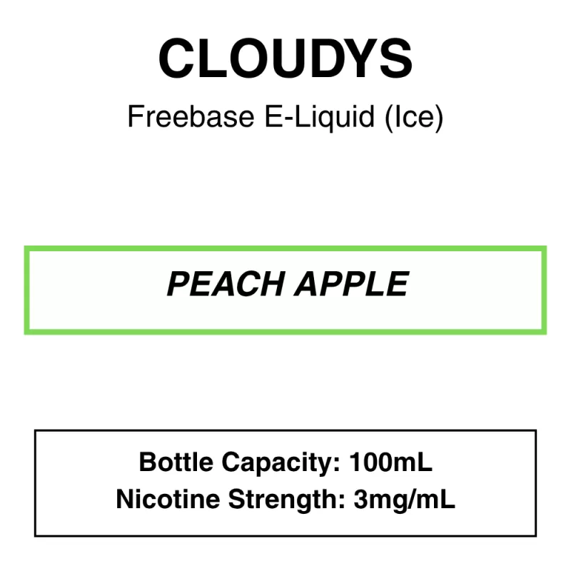 Peach Apple – Cloudys Premium E- Liquid Nic Freebase 100ml