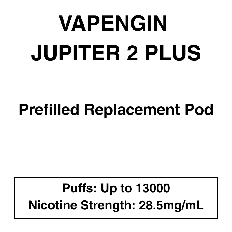 Vapengin – Jupiter 2 Plus – Replacement Pod – 13000 Puffs – 28.5mg/ml Nicotine
