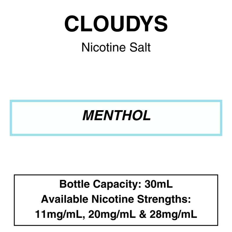 Menthol – Cloudys Premium E- Liquid Nic Salt 30 ml