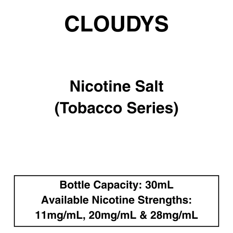 Cloudys Premium E- Liquid Nic Salt – Tobacco Series – 30 ml