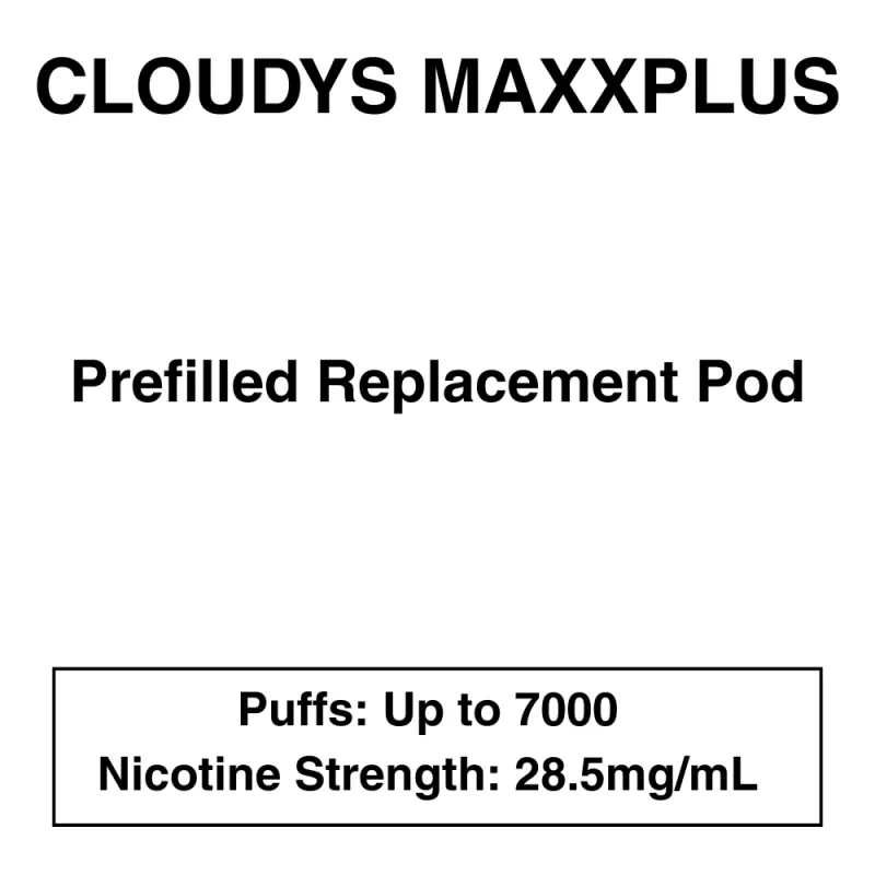 Cloudys Maxx Plus – Prefilled Replacement Pod – 25mg/mL Nicotine – Up to 7000 Puffs -1 Pod