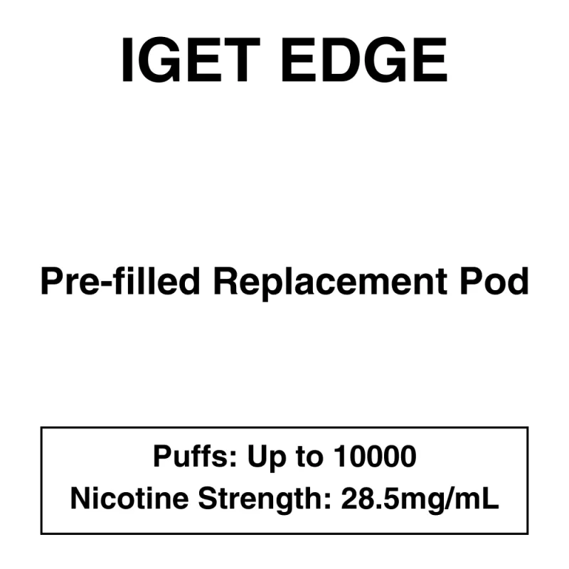 IGET Edge – Prefilled Replacement Pod – 28.5mg/mL Nicotine – Up to 10000 Puffs – 1 Pod