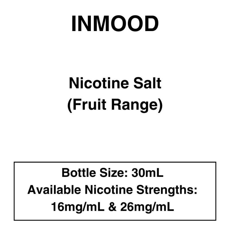 Inmood Premium E-Liquid – Fruit Range – 16mg/26mg Nicotine – 30ml