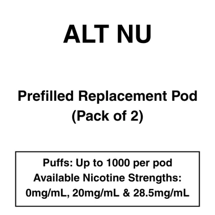 alt. Nu – Prefilled Replacement Pods – Pack of 2
