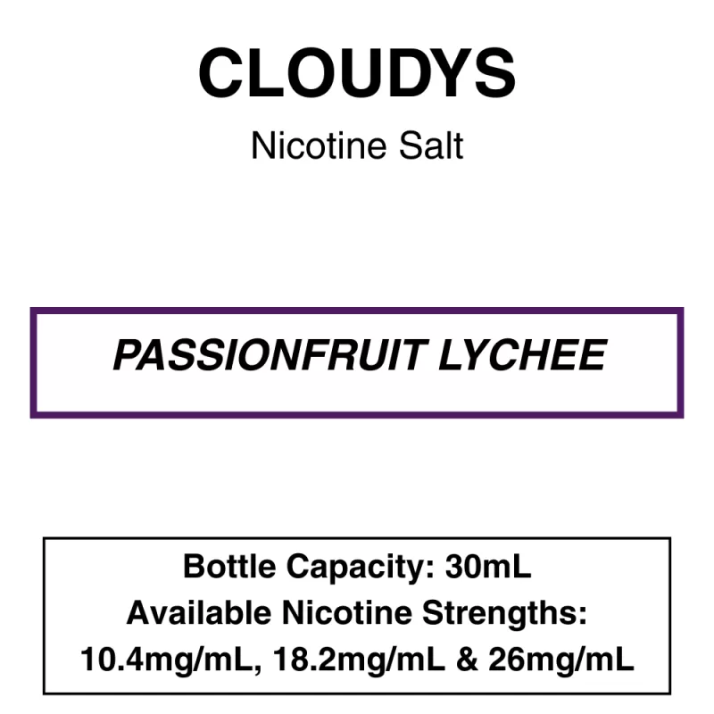 Passionfruit Lychee – Cloudys Premium E- Liquid Nic Salt 30 ml