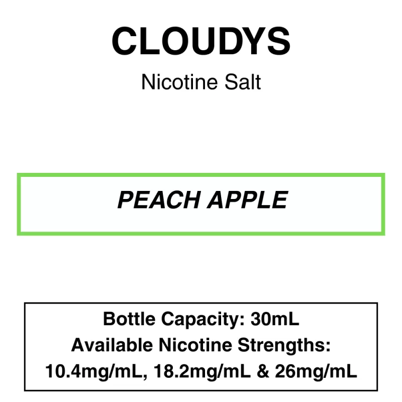 Peach Apple- Cloudys Premium E- Liquid Nic Salt 30 ml