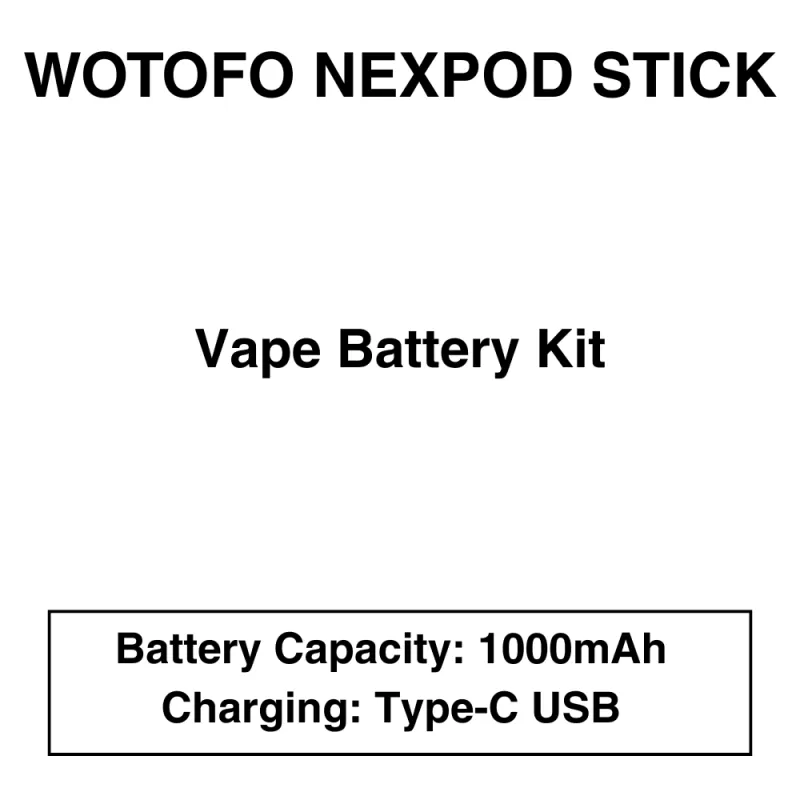 Wotofo – Nexpod – Battery Kit – 1000mAh – Rechargeable Type-C USB