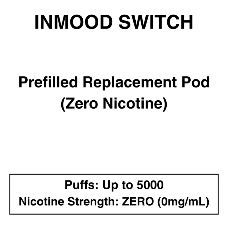 Inmood Switch – Prefilled Replacement Pod – 0mg/mL (No Nicotine) – Up to 5000 Puffs – 1 Pod