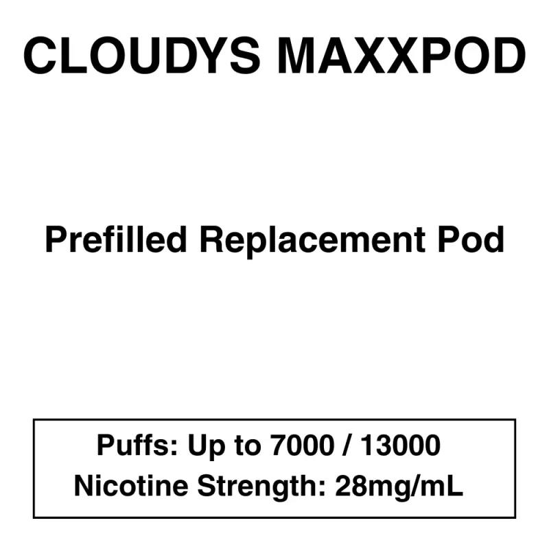 Cloudys Maxxpod – Prefilled Replacement Pod – 28mg/mL Nicotine – Up to 7000 Puffs -1 Pod
