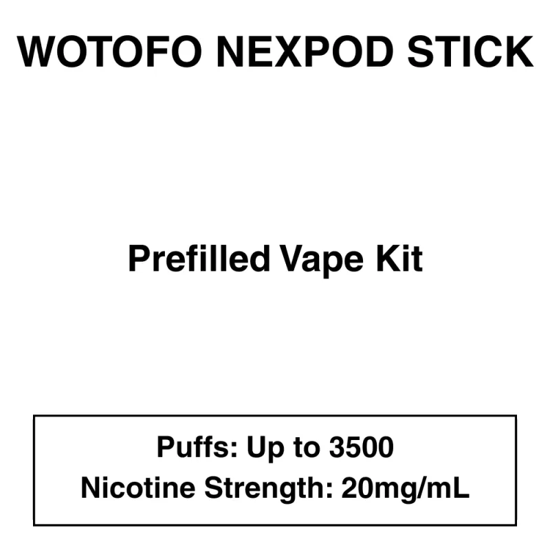 Wotofo-nexPOD Stick-Kit-3500 Puffs-20mg/ml Nicotine-Disposable Vape Pod with Reusable battery