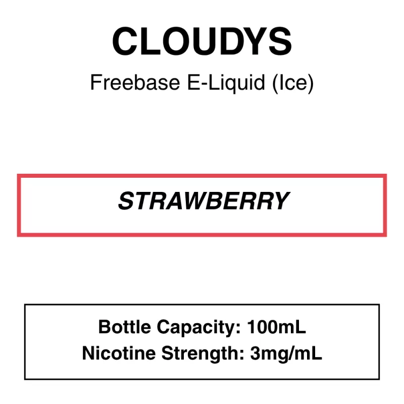 Strawberry (Ice) – Cloudys Premium E- Liquid Freebase – 100mL