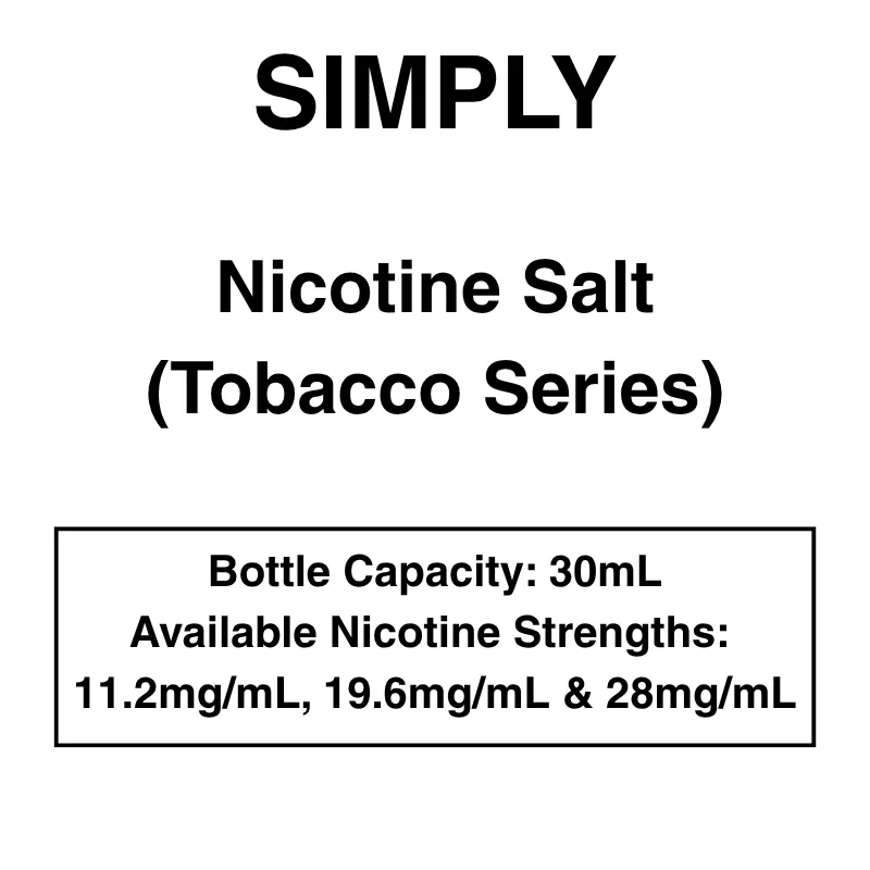 Simply Tobacco Salts- Nic Salts- 30ml