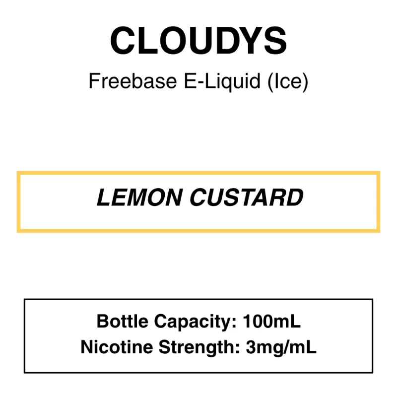 Lemon Custard – Cloudys Premium E- Liquid Freebase – 100mL