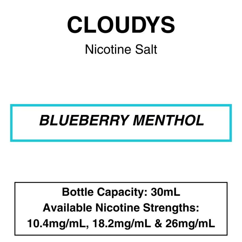 Blueberry Menthol – Cloudys Premium E- Liquid Nic Salt 30 ml