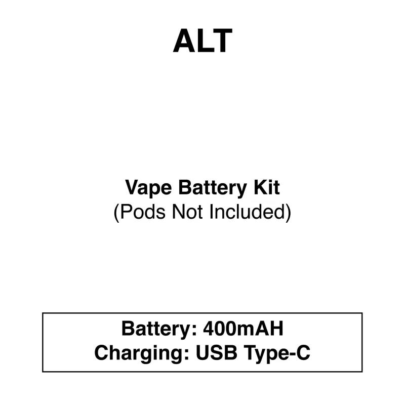 Alt – Vape Battery Kit – Device Only Pods Not Included – 400mAh
